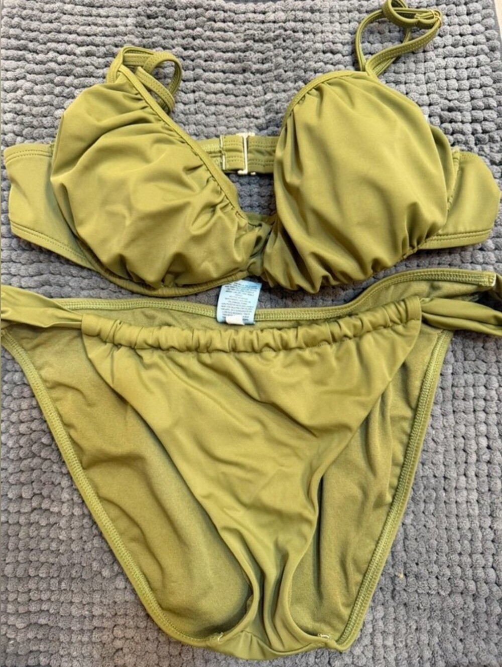 Shade & Shore Strapless Bandeau Bikini Set in Teal Green